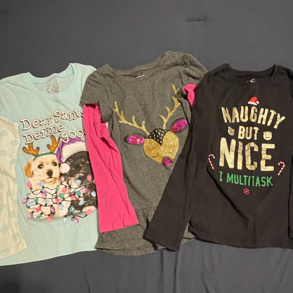 Lot of 3 girls’ Christmas shirts.
